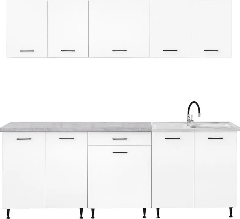 Dulap de bucătărie Primo 220 alb cu blat cromix