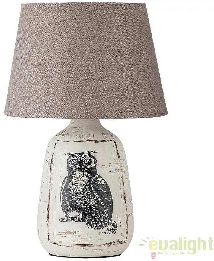 Veioza, lampa de masa, finisaj alb/gri, diametru 24cm, Dora 4373 RX