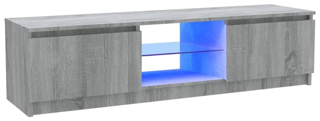 815709 vidaXL Comodă TV cu lumini LED, gri sonoma, 120x30x35,5 cm