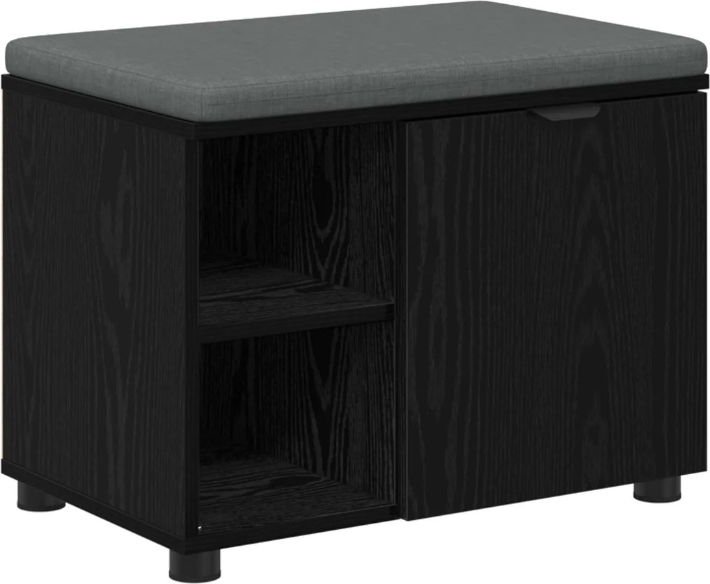 vidaXL Bancă pentru hol cu pernă cu raft Stejar Negru 60 x 38 x 46 cm