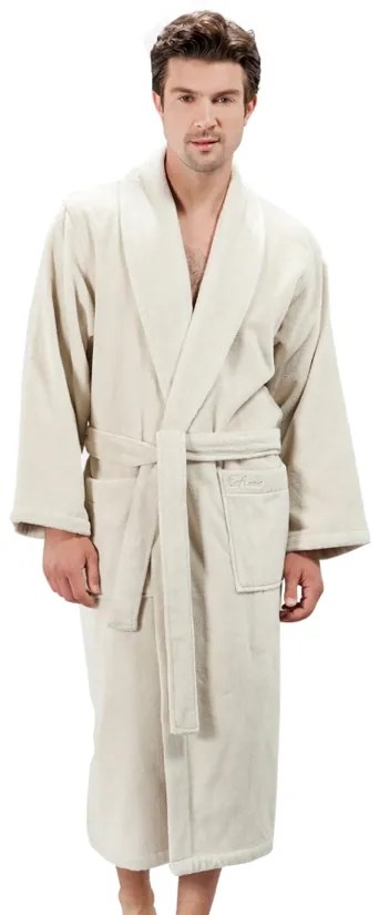 Halat unisex MICRO COTTON în cutie cadou + papuci S + Papuci de casa (36/38) + cutie cadou Bej deschis / Light beige