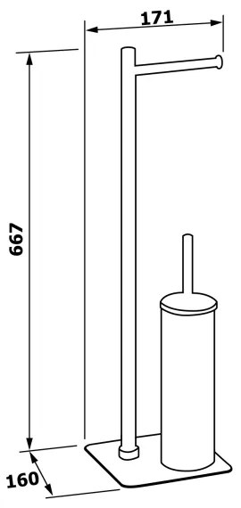 Gedy - Perie WC independentă cu suport pentru hârtie igienică FLORI, crom lucios