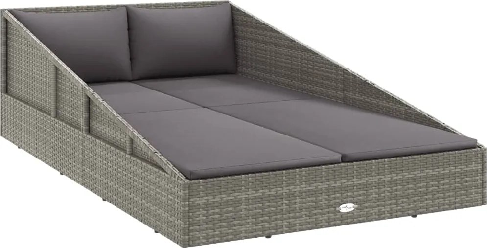 vidaXL Pat de grădină, gri, 110x200 cm, poliratan