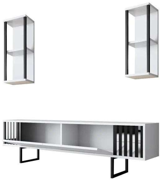 Set de mobilier pentru living Chrome, Alb- Negru