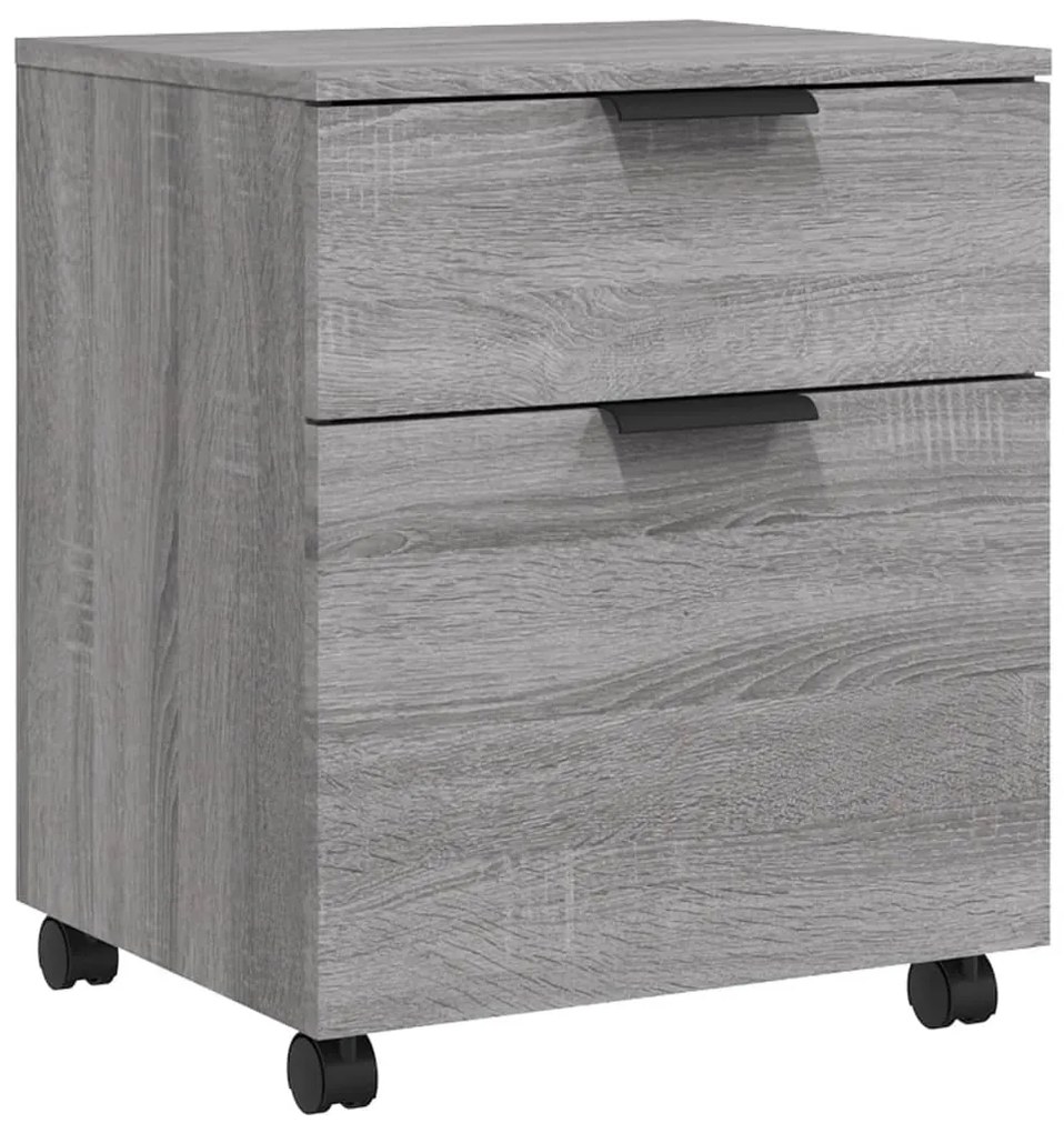 817136 vidaXL Fișet mobil cu roți, gri sonoma, 45x38x54 cm, lemn prelucrat