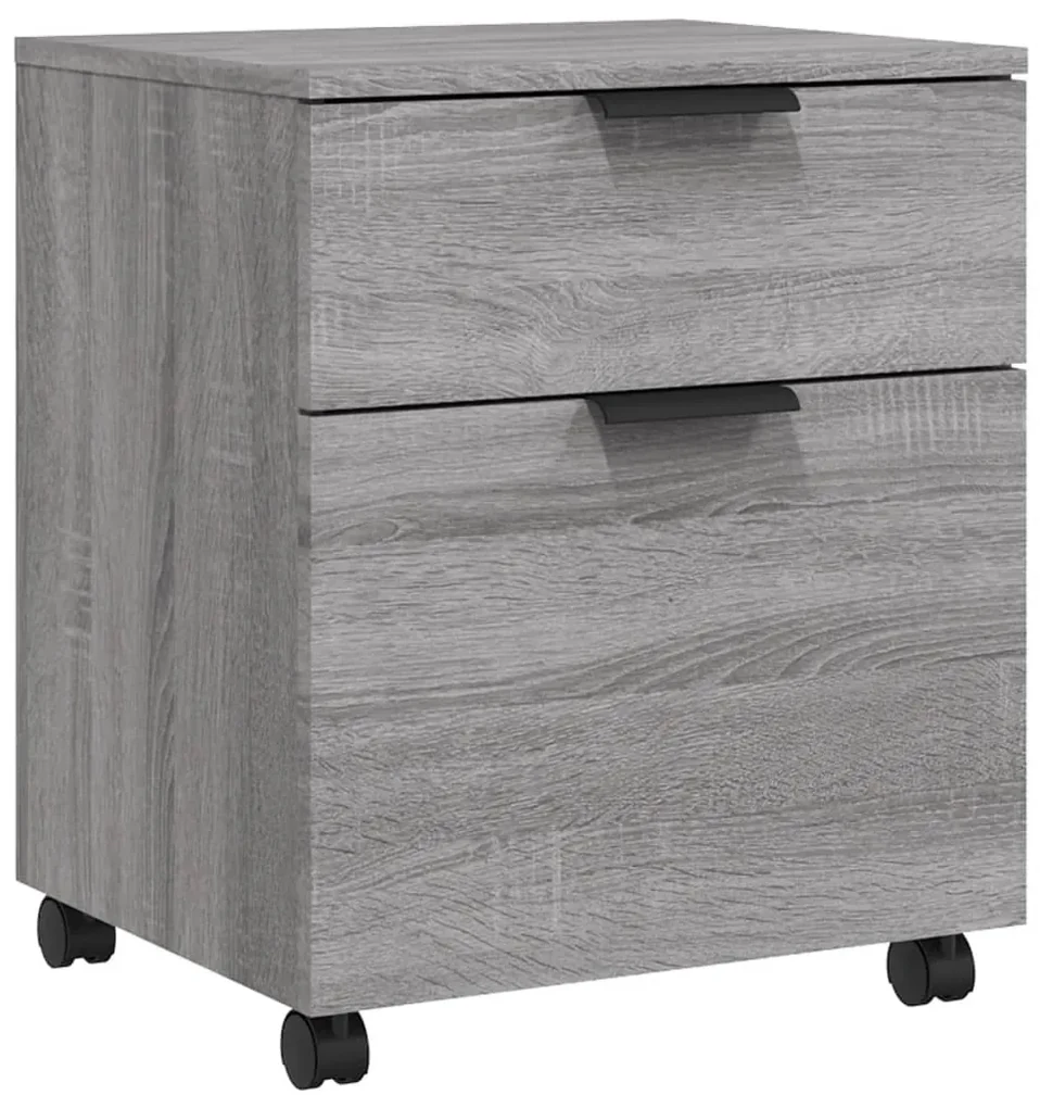 817136 vidaXL Fișet mobil cu roți, gri sonoma, 45x38x54 cm, lemn prelucrat