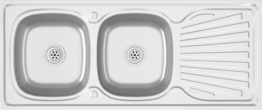 vidaXL Chiuvetă bucătărie cu 2 cuve, argintiu, 1200x600x155 mm, oțel
