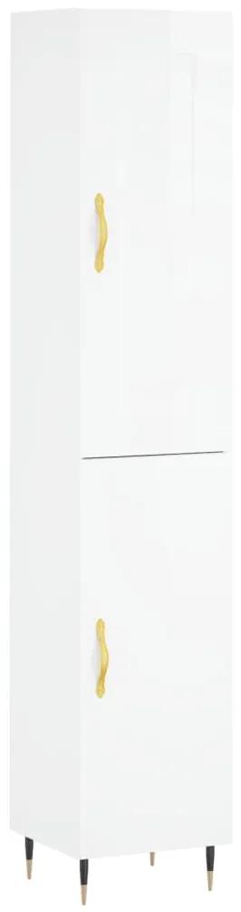 3200115 vidaXL Dulap înalt, alb extralucios, 34,5x34x180 cm, lemn prelucrat
