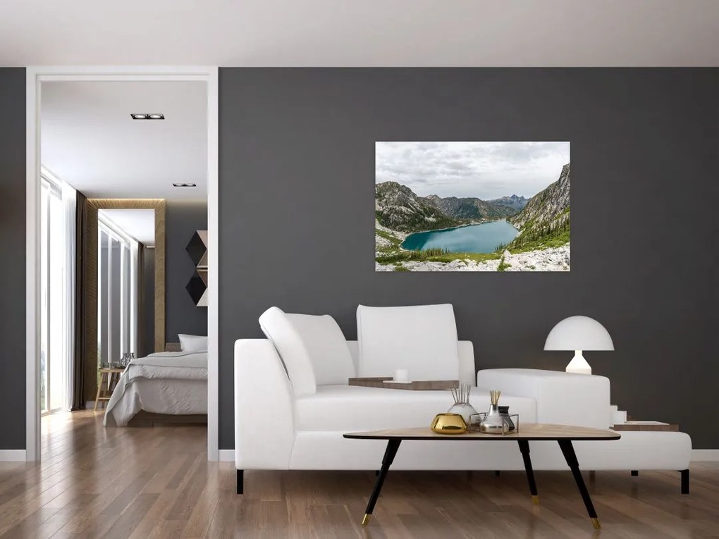 Tablou cu lac în munți (90x60 cm)