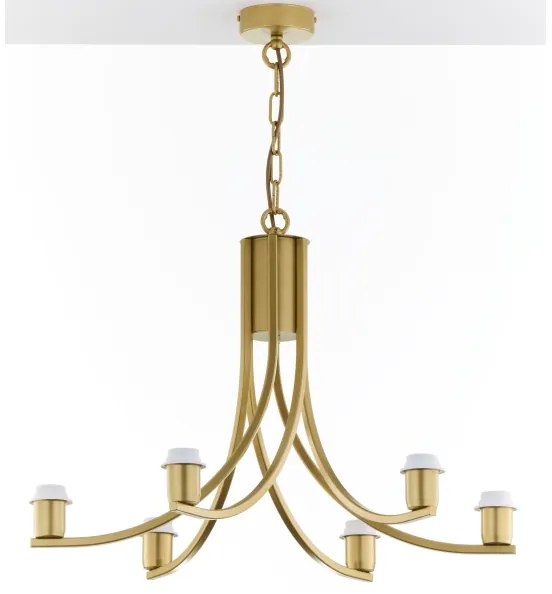 Jupiter 2098 - Lustru cu lanț ARTHUR 6xE27/15W/230V alb/auriu/decor marmură