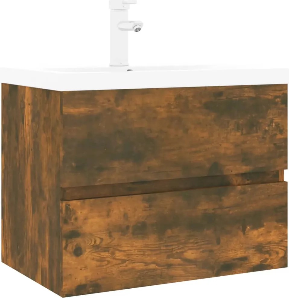 vidaXL Dulap chiuvetă bazin încorporat stejar fumuriu lemn prelucrat