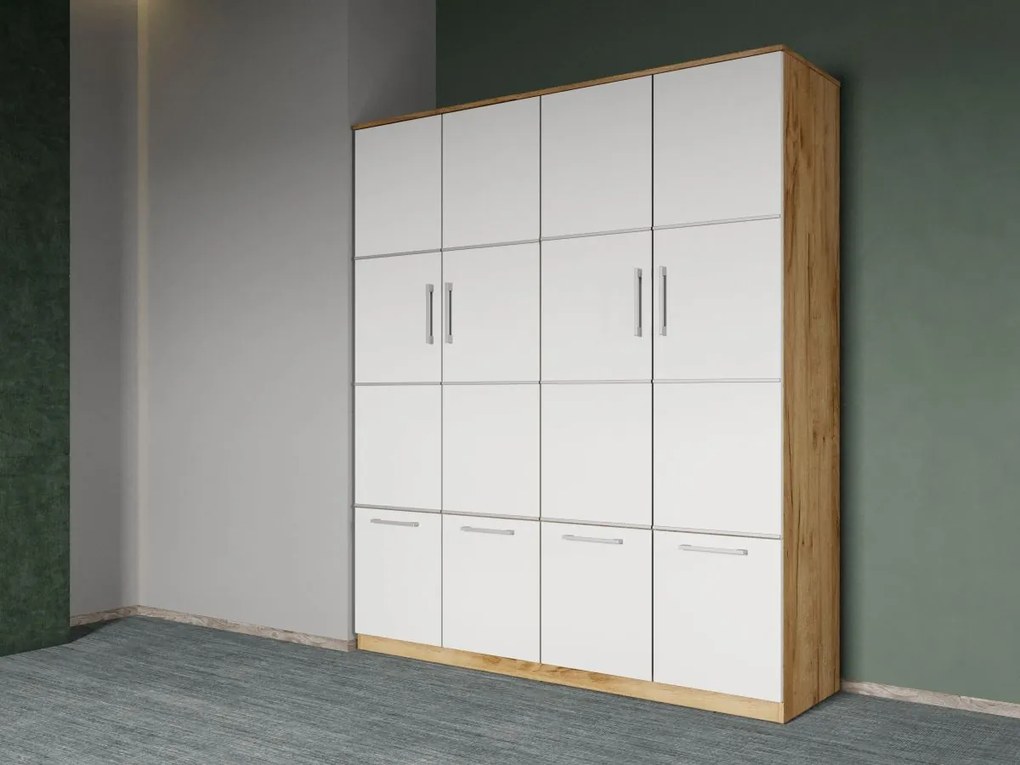 Set mobila dormitor 4 piese Alb/Stejar Adapto C06