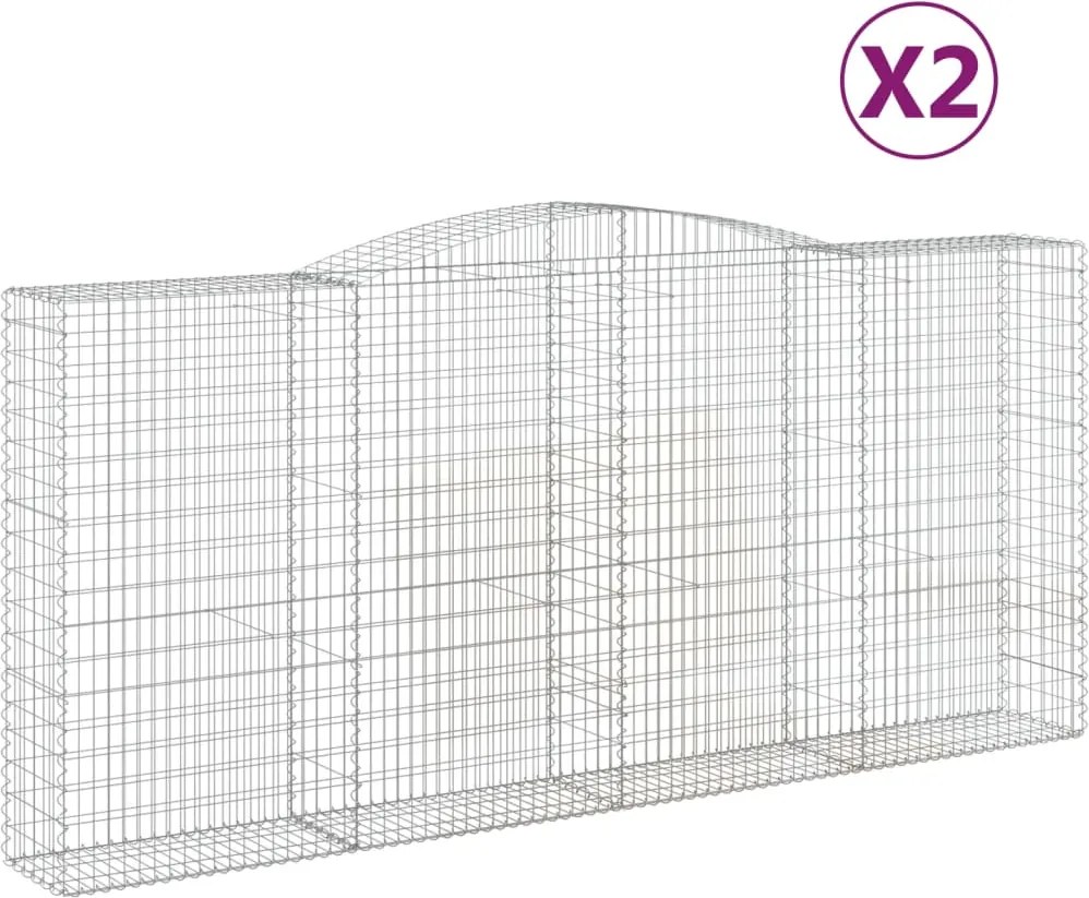 vidaXL Coșuri gabion arcuite 2 buc, 400x50x180/200 cm, fier galvanizat