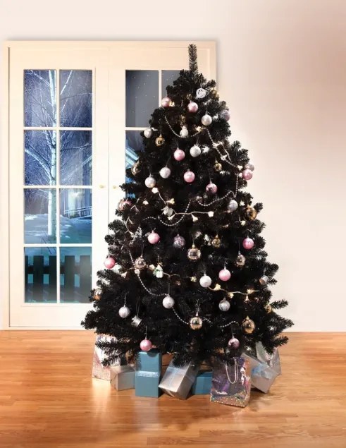 Brad de Crăciun frumos cu ramuri aurii 220 cm