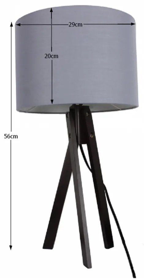 Lampă de masă, gri/lemn negru, LILA TYP 5 LS2002