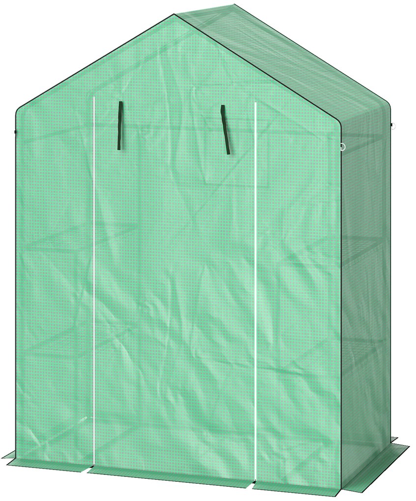 Outsunny Seră cu rafturi, Mini-seră, rezistentă la UV, fereastră de plasă, ușă cu fermoar, 143L x 74W x 190H cm, Verde | Aosom Romania
