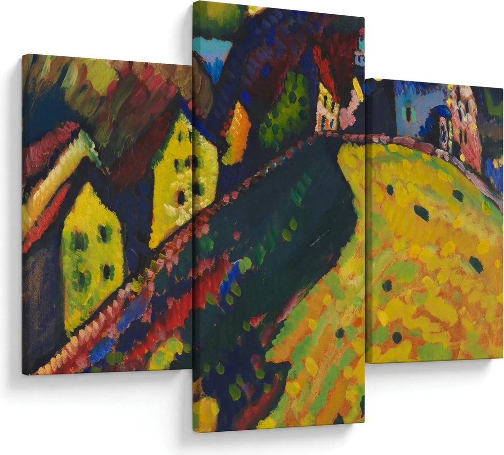 Tablou - Vasily Kandinsky, Houses at Murnau, reproducere (90x60 cm)