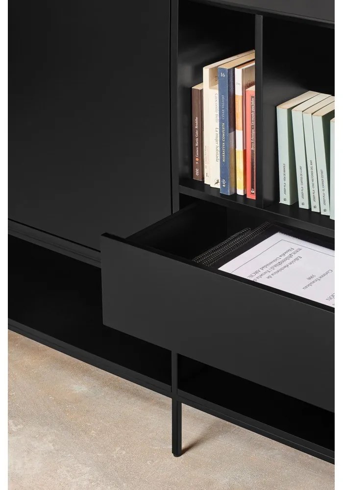 Comodă neagră 220x98x45 cm Platt – Teulat