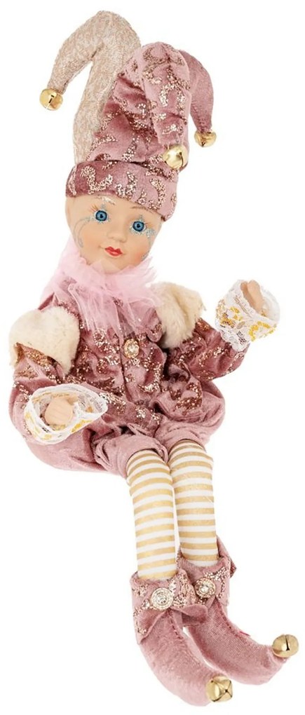 Figurina muzicala animata - Arlechin JOLLO, Roz, 45cm