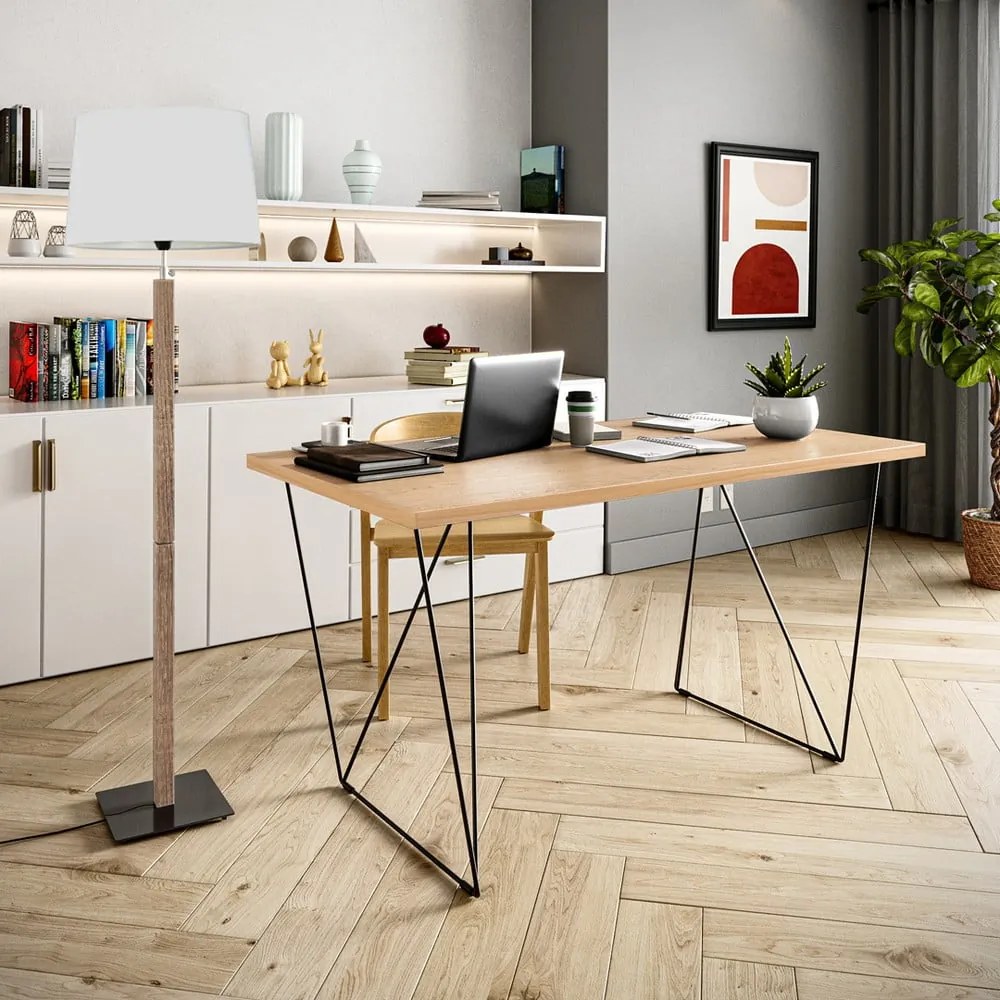 Birou TemaHome Flow, 140 x 75 cm, cu aspect de lemn