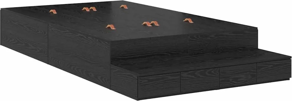 vidaXL Cadru de pat cu depozitare Stejar Negru 120 cm Lemn compozit