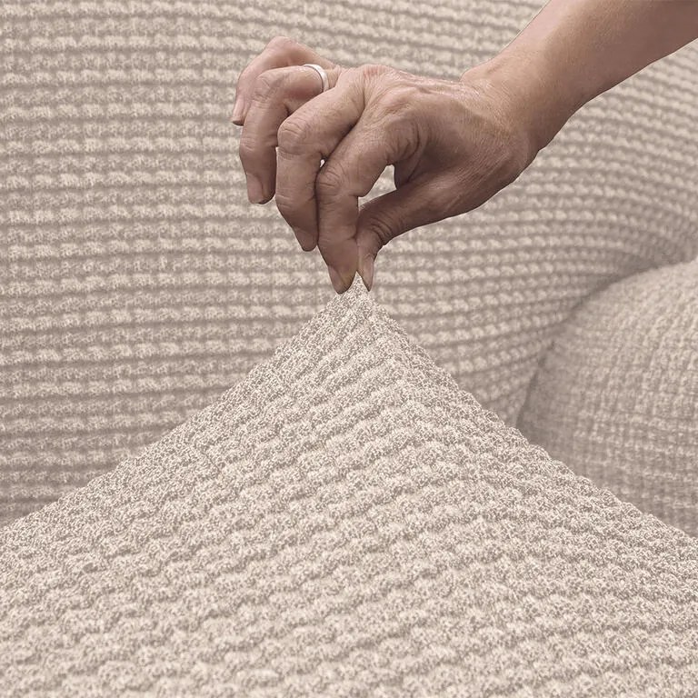 Huse super elastice RUBINIA smântânii colțar (l. 340 - 540 cm)