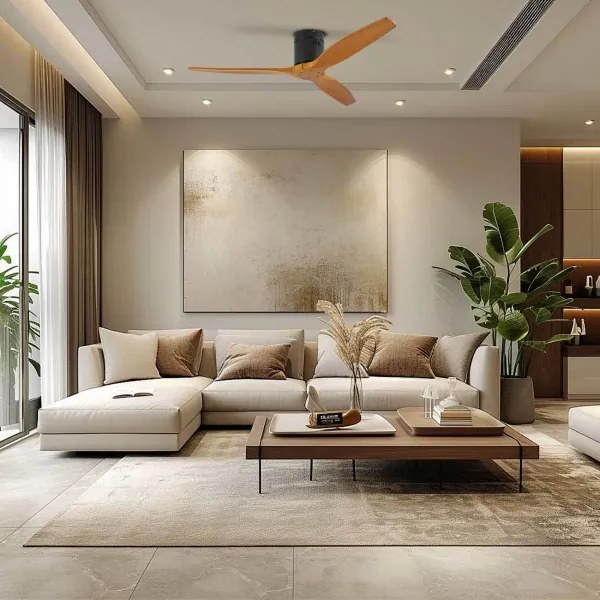 ZEVENTI - Ventilator de tavan SPELLO Wi-Fi Tuya negru/stejar + telecomandă