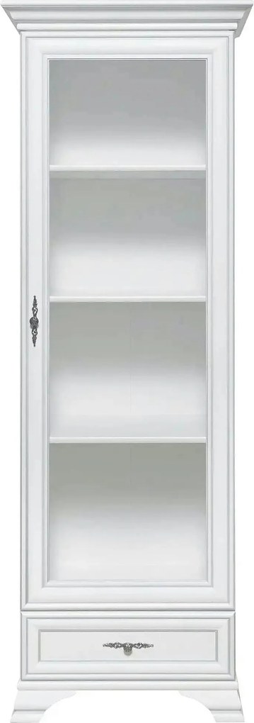 Vitrina pentru living IDENTO, alb, PAL/sticla, 70x43x210 cm
