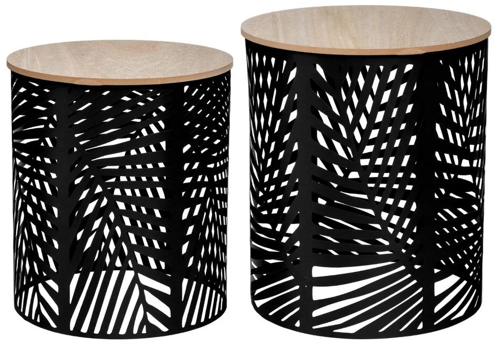 Set masute cafea, motiv frunze, 2 bucati