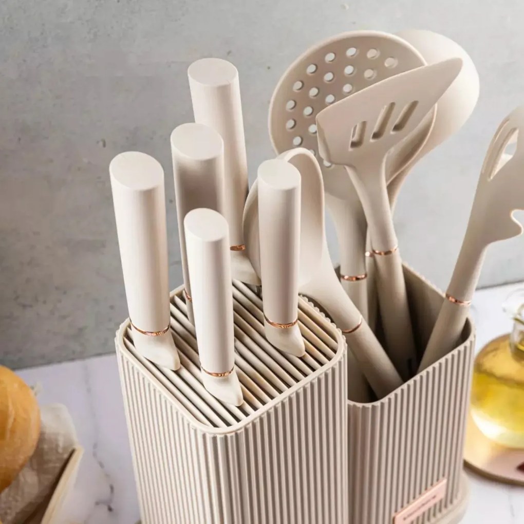 Set 12 piese de ustensile si cutite cu tocator si suport Klausberg KB 7935