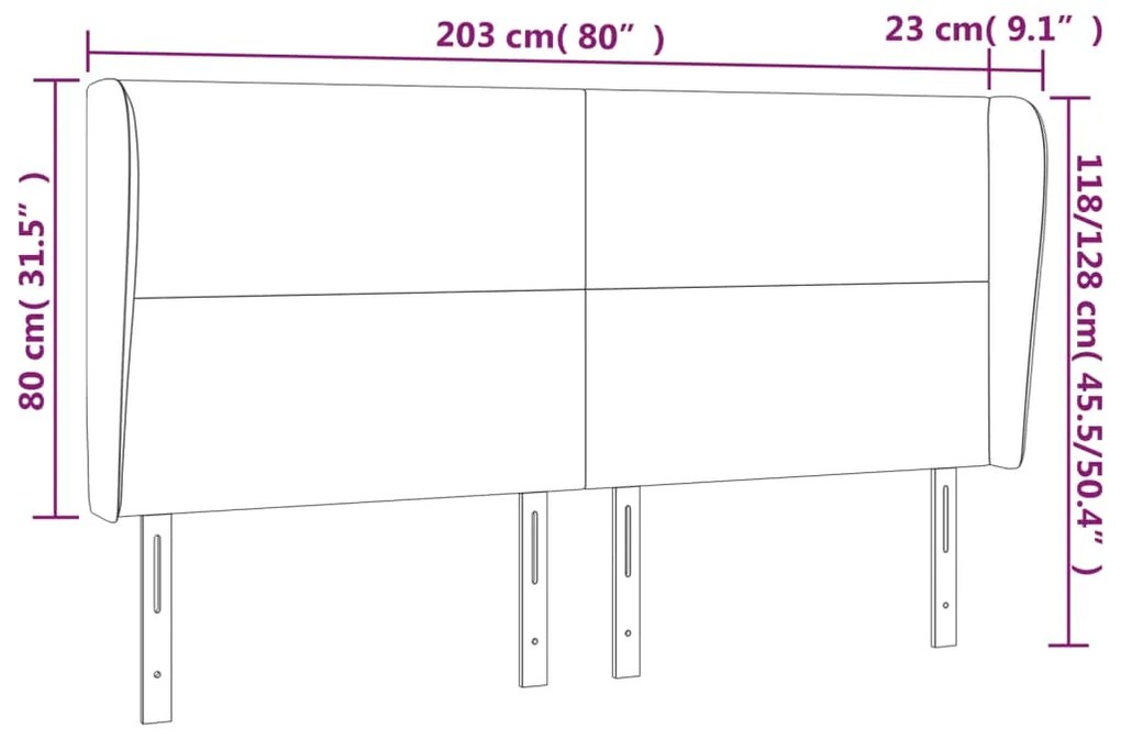 Tablie de pat cu aripioare, roz, 203x23x118 128 cm, catifea 1, Roz, 203 x 23 x 118 128 cm