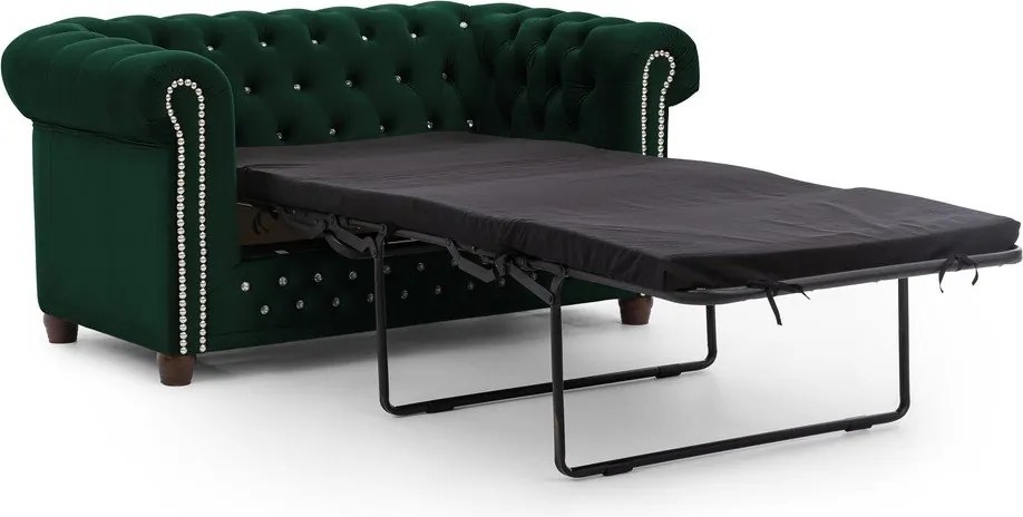 Canapea verde extensibilă cu tapițerie din catifea 148 cm York Blik – Ropez