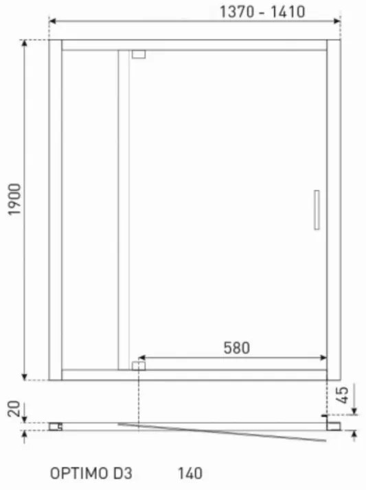 Ușă de duș OPTIMOD3140G 140x190 sticlă grafit