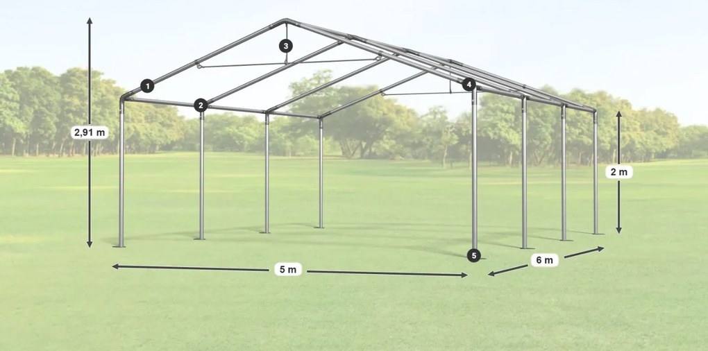 Cort de petrecere 5x6x2m Comfort PE 240g cu plasă împotriva insectelor Summer