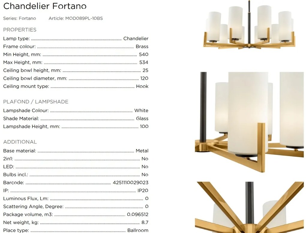 Candelabru 10 brate design modern Fortano MYMOD089PL-10BS