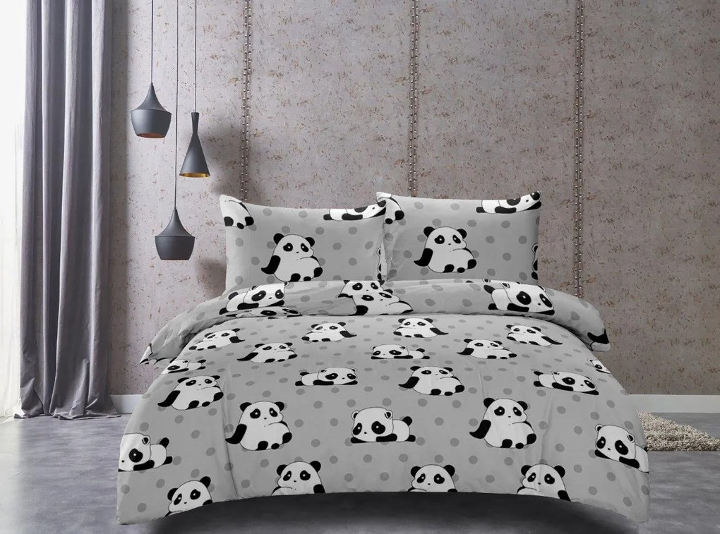 Lenjerie de pat din microfibra Culoare gri, PANDA Dimensiune lenjerie de pat: 2 buc 70 x 90 cm | 200 x 220 cm