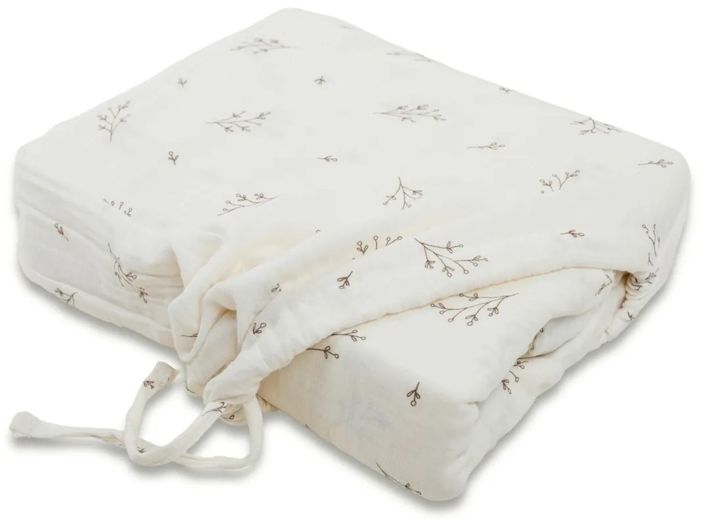 Lenjerie de pat din muselină Matex Crenguțe, 140 x 200 cm, 70 x 90 cm