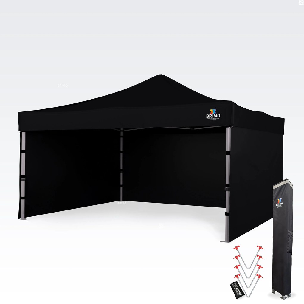 Cort promo din aluminiu 4x4 m ALU EXCLUSIVE – 3 pereți, HEX 45 mm - cu 3 pereți - Negru