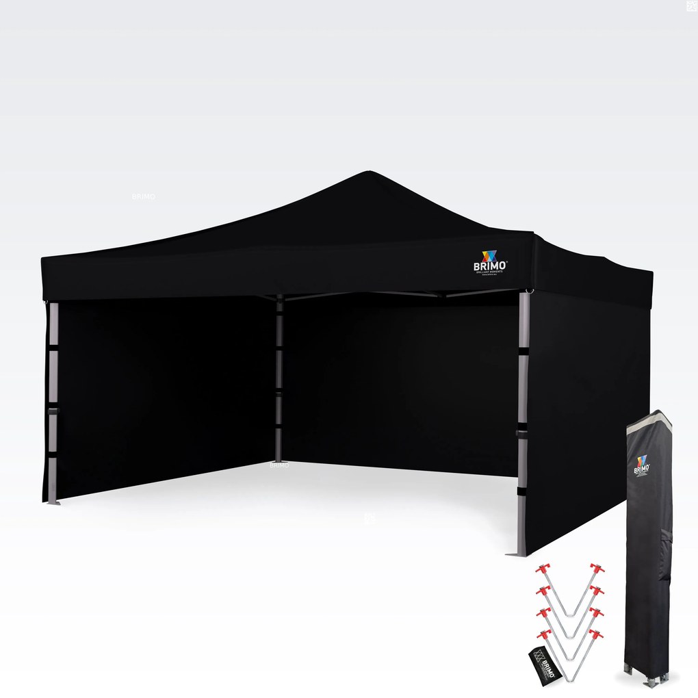 Cort promo din aluminiu 4x4 m ALU PREMIUM – 3 pereți, HEX 45 mm - cu 3 pereți - Negru