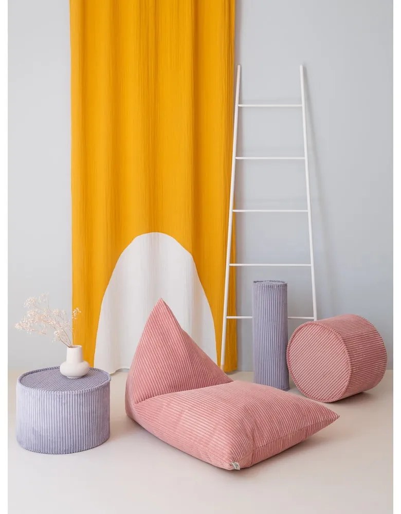 Fotoliu puf pentru copii roz cu tapițerie din catifea reiată Big Lounger – Wigiwama