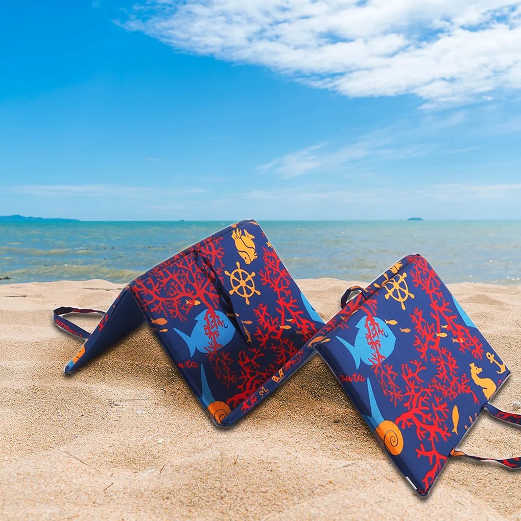 Saltea de plaja CALUT DE MARE CU CORALI 137x49 cm, albastru