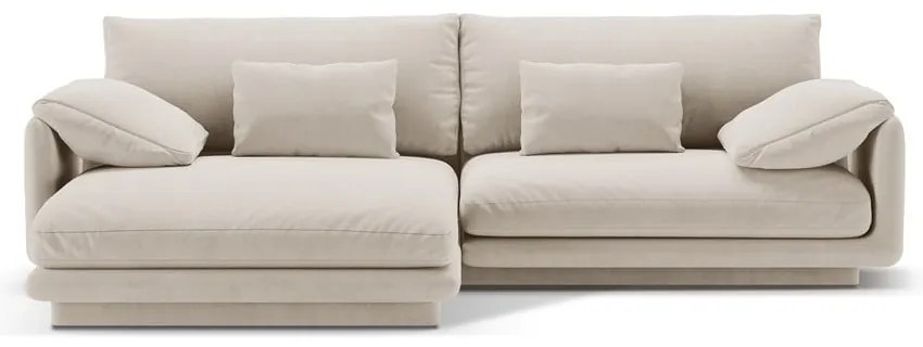 Colțar alb cu tapițerie din catifea (cu colț pe partea stângă /cu șezlong) Torino – Micadoni