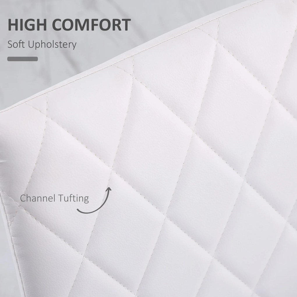 HOMCOM Scaune Sufragerie 4piese, cu Design Modern și Imitație de Piele, 41x50x92 cm, Alb | Aosom Romania
