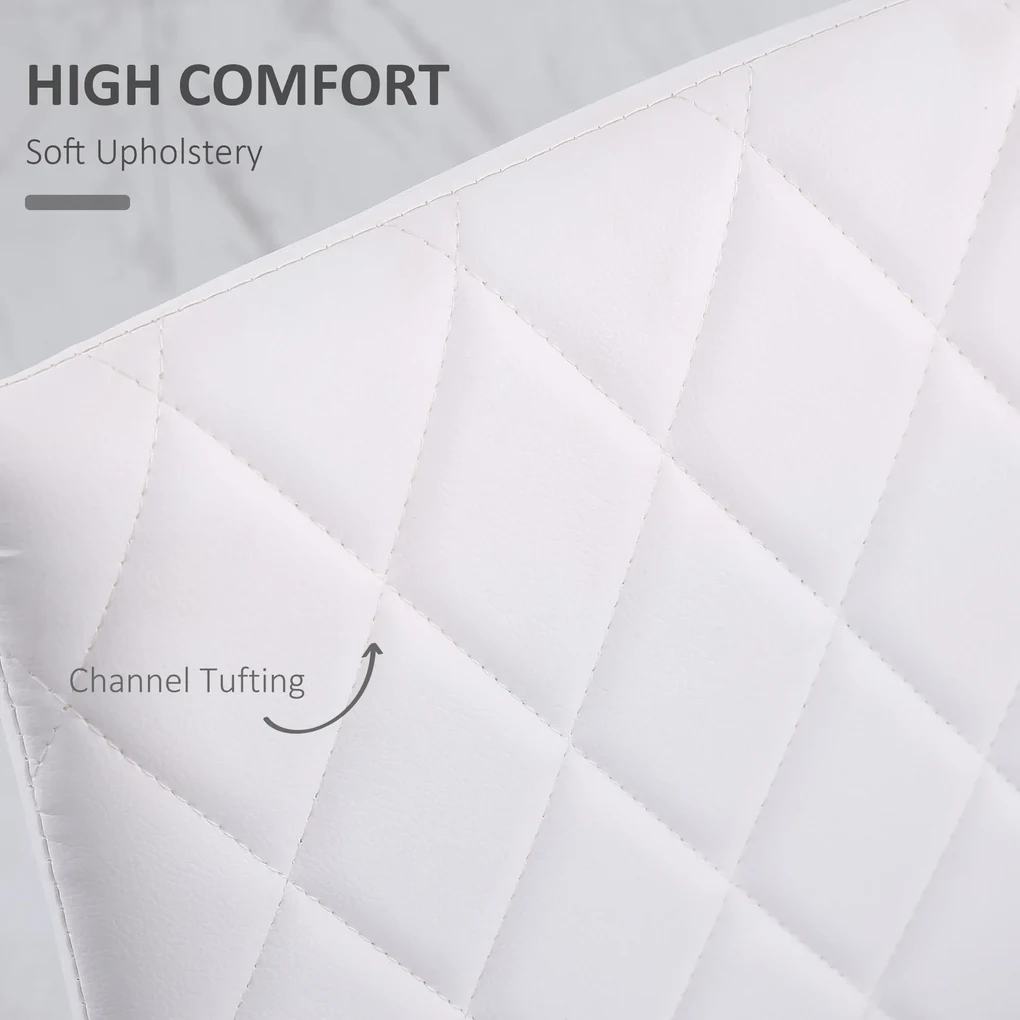 HOMCOM Scaune Sufragerie 4piese, cu Design Modern și Imitație de Piele, 41x50x92 cm, Alb | Aosom Romania
