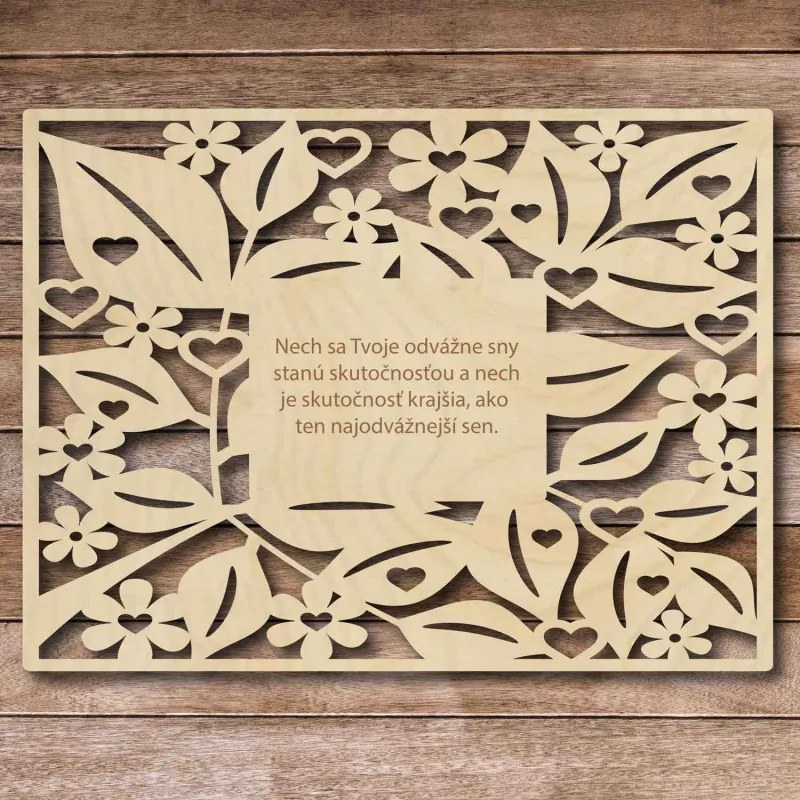 SENTOP | Masă din lemn cu text - Bold dreams - până la 60 x 80 cm