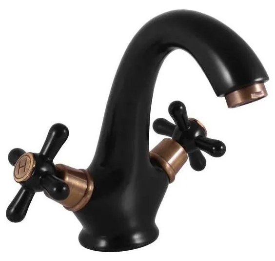 RAV Slezák MK128.0CMATSM - Baterie pentru lavoar MORAVA RETRO, 16 cm, negru/alamă