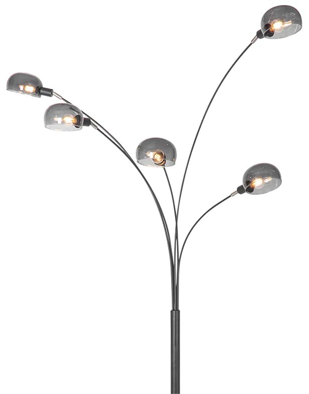 Lampa de podea de design neagră cu sticlă fumurie cu 5 lumini - Sixties Marmo