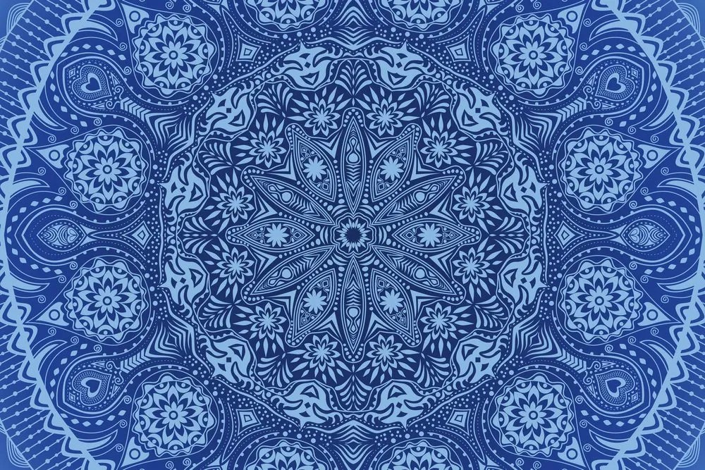 Tablou Mandala ornamentală cu dantelă în culoarea albastră