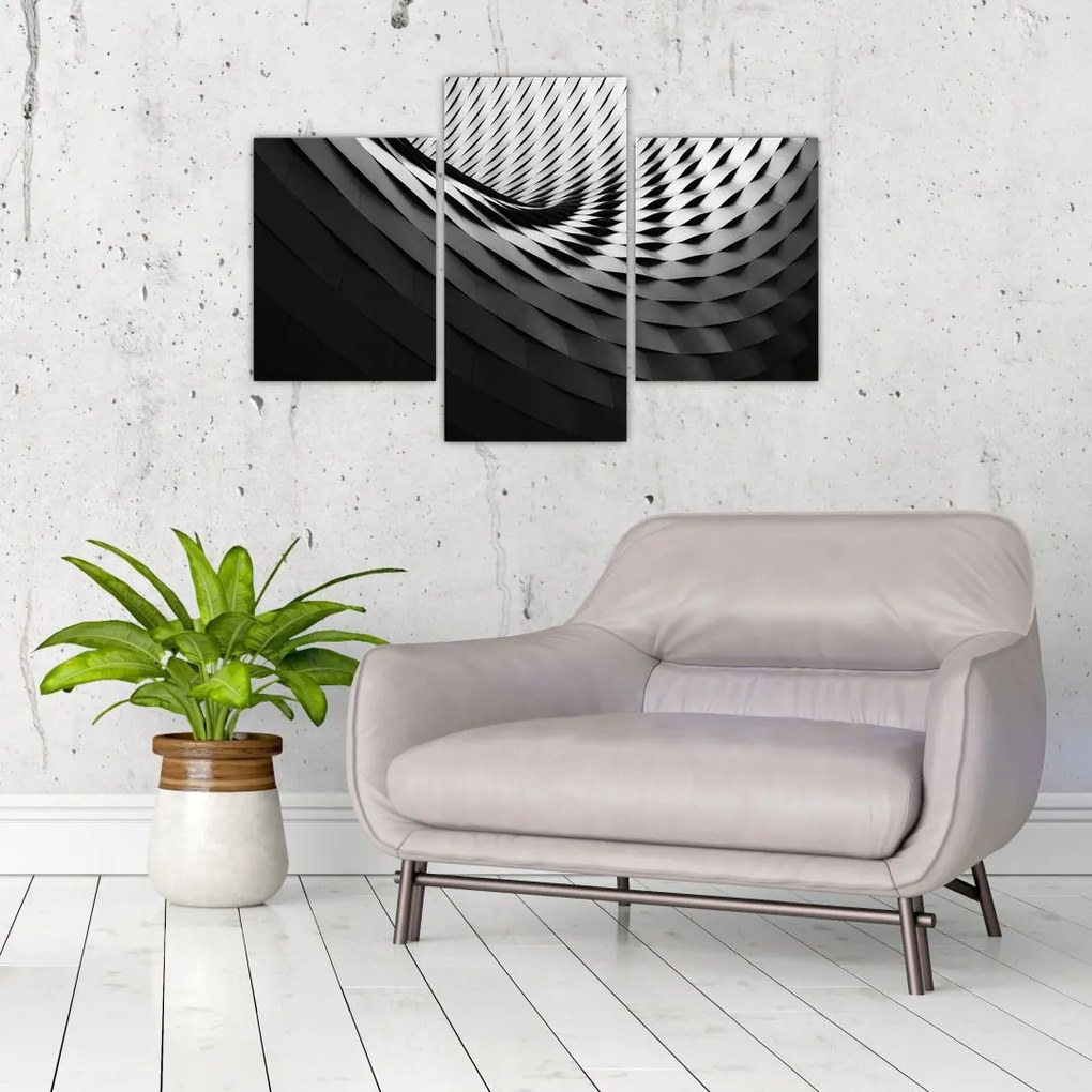 Tablou abstract - spirală alb neagră (90x60 cm)