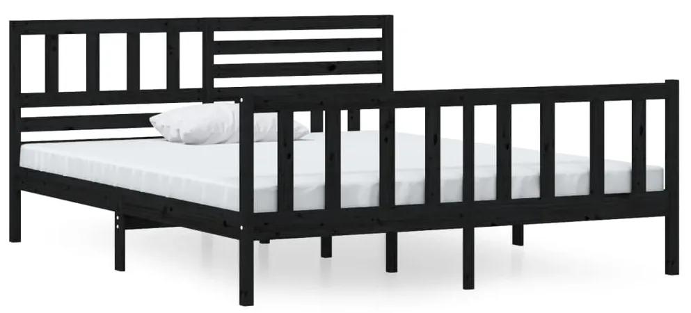 3101137 vidaXL Cadru de pat, negru, 140x190 cm, lemn masiv